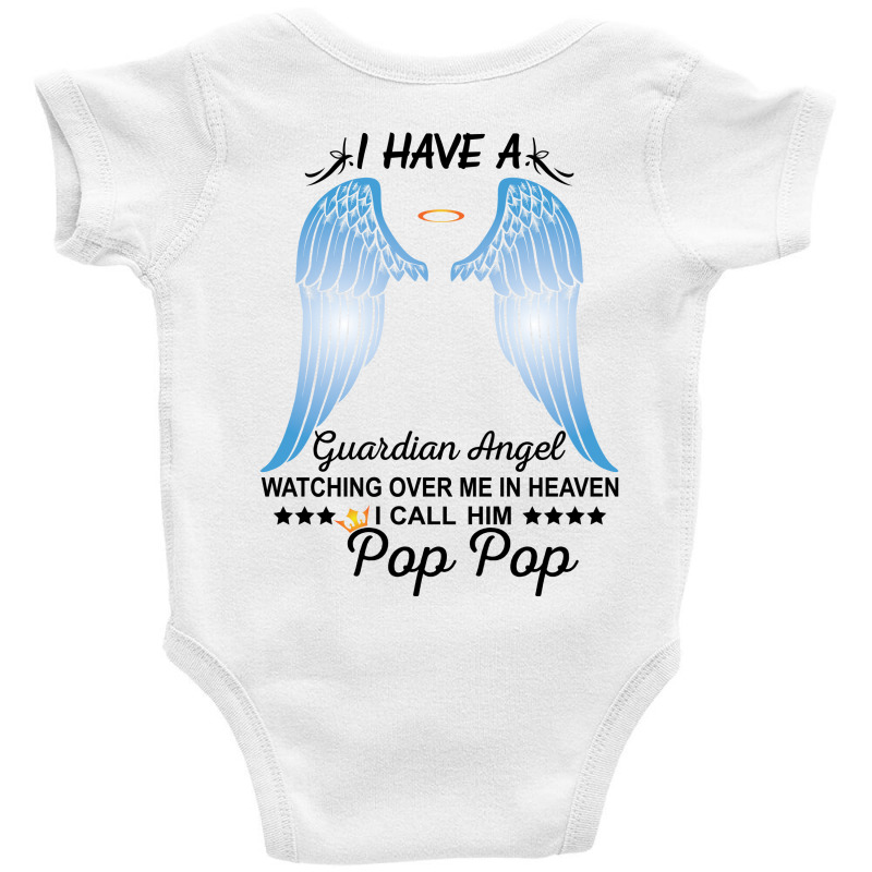 My Pop Pop Is My Guardian Angel Baby Bodysuit by SabriAcar | Artistshot