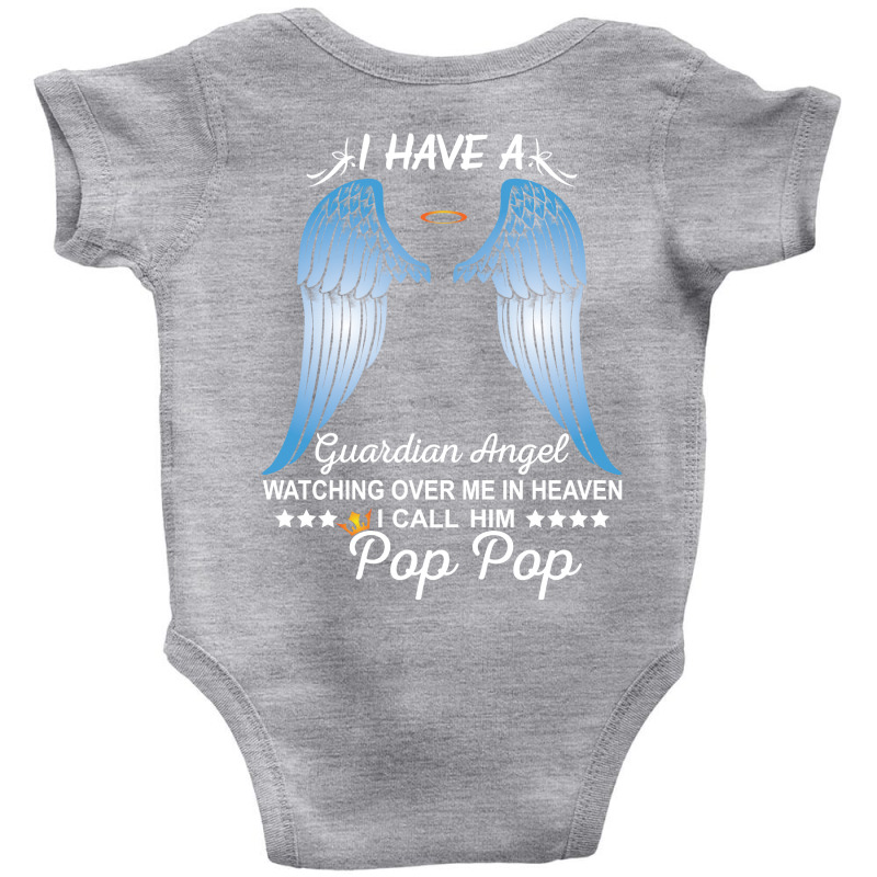 My Pop Pop Is My Guardian Angel Baby Bodysuit by SabriAcar | Artistshot