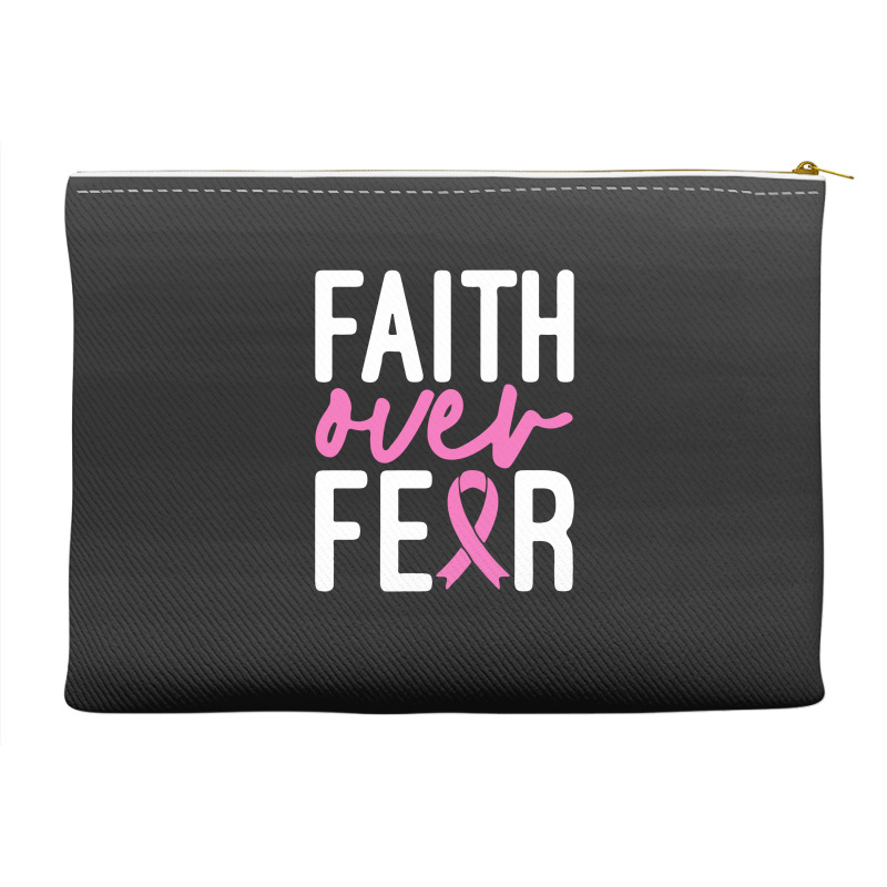 Faith Over Fear Breast Cancer For Dark Accessory Pouches | Artistshot