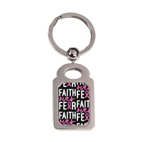 Faith Over Fear Breast Cancer For Dark Silver Rectangle Keychain | Artistshot