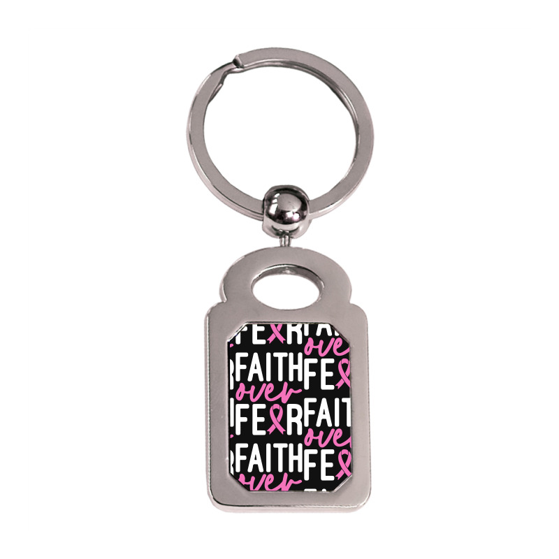 Faith Over Fear Breast Cancer For Dark Silver Rectangle Keychain | Artistshot