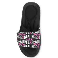 Faith Over Fear Breast Cancer For Dark Slide Sandal | Artistshot