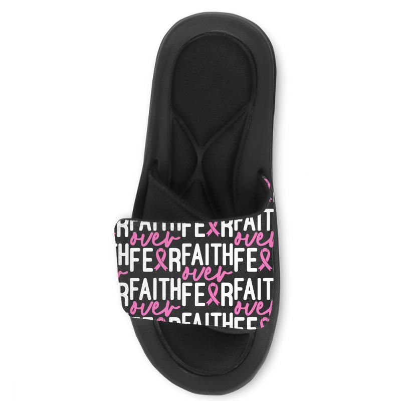 Faith Over Fear Breast Cancer For Dark Slide Sandal | Artistshot