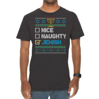 Nice Naughty Jewish Ugly Christmas Sweater Funny Hanukkah Sweatshirt Vintage T-shirt | Artistshot