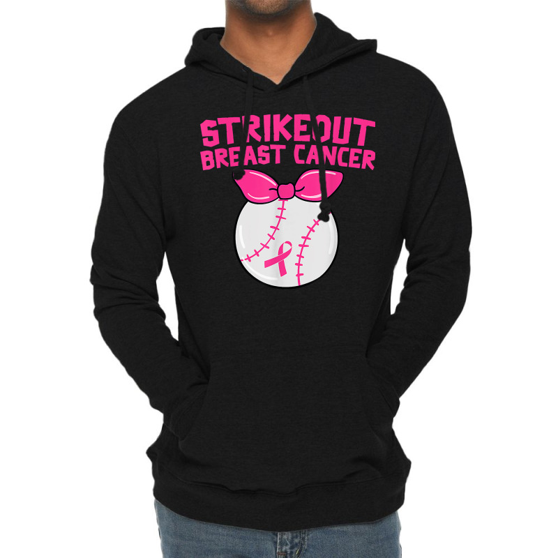 Strike Out Breast Cancer Awareness Baseball Fighters T Shirt Lightweight Hoodie by jermonmccline | Artistshot