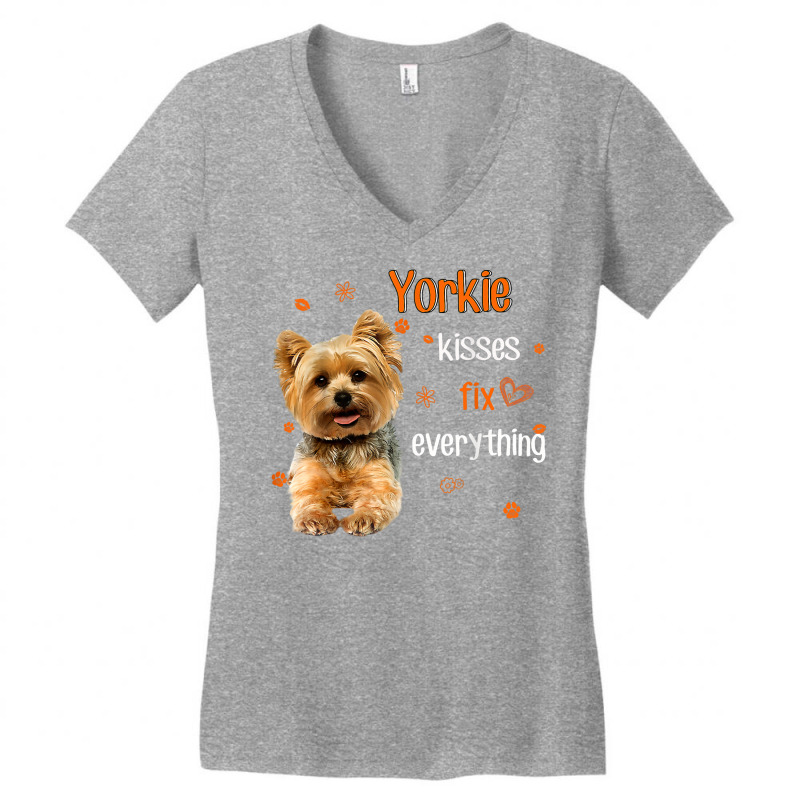 Yorkshire Terrier Kisses Fix Everything T Shirt Women's V-Neck T-Shirt by darelychilcoat1989 | Artistshot