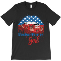 Boston Terrier Girl Pretty American Flag Sexy Biting Lip 4th Of July U T-shirt | Artistshot