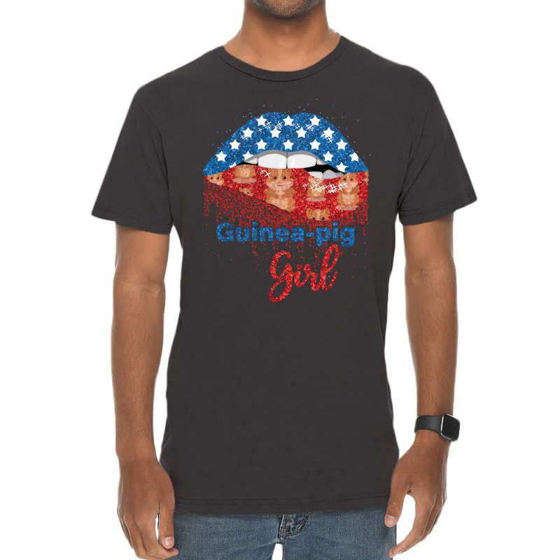 Guinea Pig Girl Pretty American Flag Sexy Biting Lip 4th Of July Usa A Vintage T-shirt | Artistshot