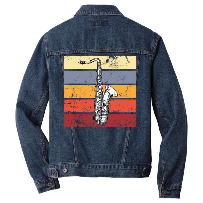 Saxophone Retro Men Denim Jacket by autlu2024 | Artistshot