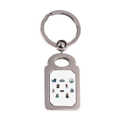 Among Us Plague Silver Rectangle Keychain Designed By Citra Karinas