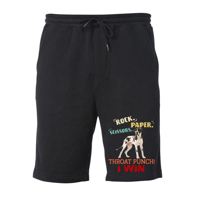 Rock Paper Scissors Throat Punch I Win Dog Retro Vintage Pointer Fleece Short | Artistshot