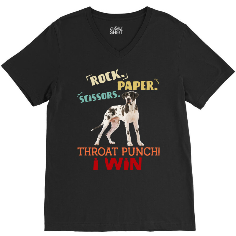 Rock Paper Scissors Throat Punch I Win Dog Retro Vintage Pointer V-neck Tee | Artistshot