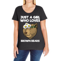 Bear Just A Girl Who Loves Bears I Flower Floral 586 Forest Ladies Curvy T-shirt | Artistshot