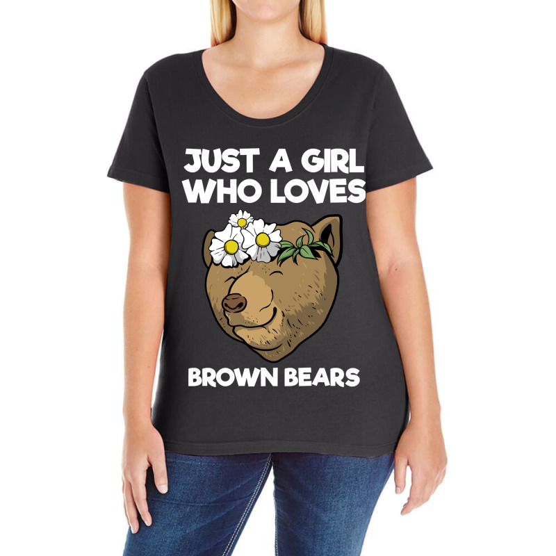 Bear Just A Girl Who Loves Bears I Flower Floral 586 Forest Ladies Curvy T-Shirt by offensejuggler | Artistshot