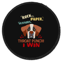 Rock Paper Scissors Throat Punch I Win Dog Retro Vintage Saint Bernard Round Patch | Artistshot