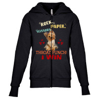 Rock Paper Scissors Throat Punch I Win Dog Retro Vintage Yorkshire Ter Youth Zipper Hoodie | Artistshot