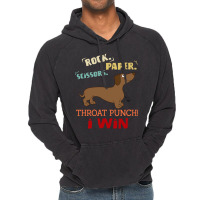 Rock Paper Scissors Throat Punch I Win Dog Retro Vintage Wiener Dog Vintage Hoodie | Artistshot