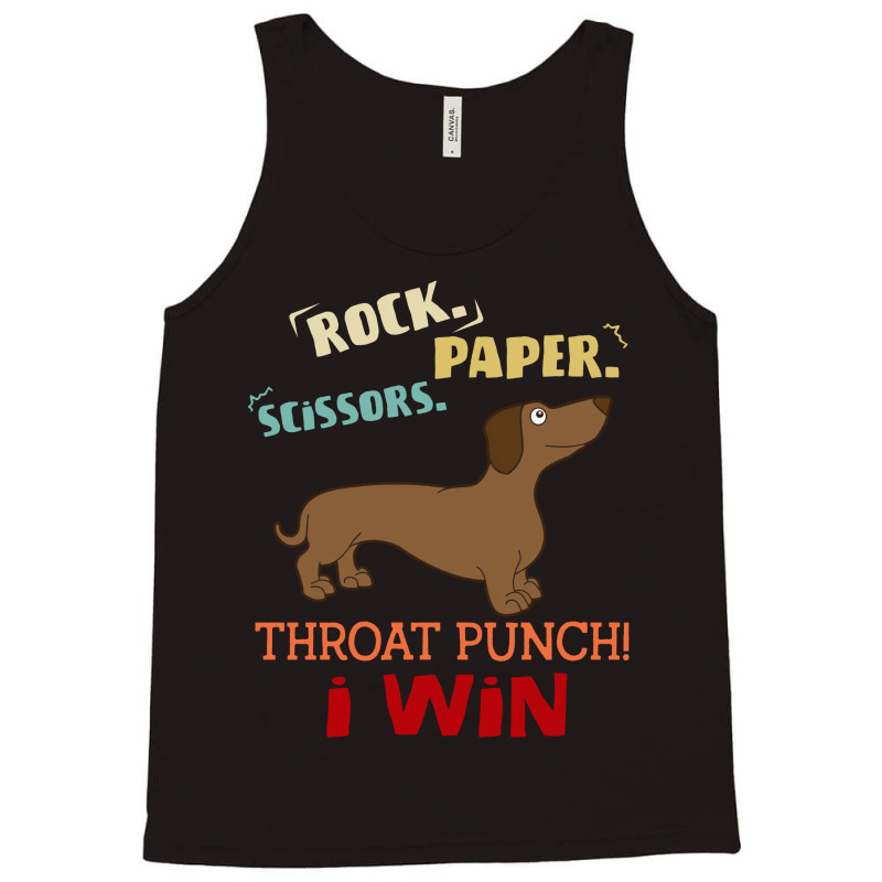 Rock Paper Scissors Throat Punch I Win Dog Retro Vintage Wiener Dog Tank Top | Artistshot