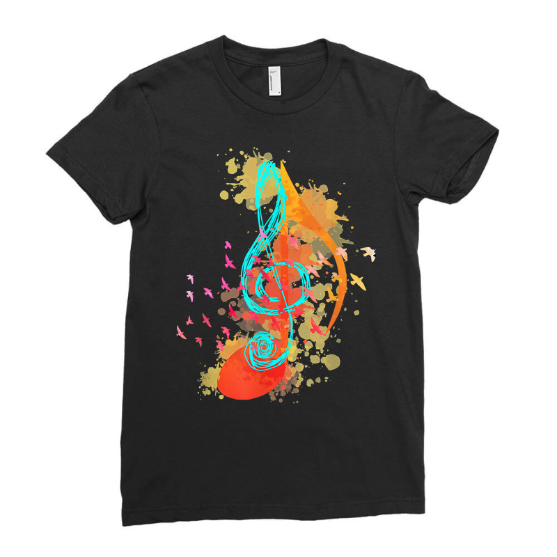 Music Theory Musician Music Teacher Painting Clef Color Note T Shirt Ladies Fitted T-Shirt by saldeenshakir | Artistshot