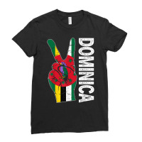 Retro Victory Two Fingers Dominica Flag Patriotic T Shirt Ladies Fitted T-shirt | Artistshot