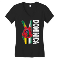 Retro Victory Two Fingers Dominica Flag Patriotic T Shirt Women's V-neck T-shirt | Artistshot