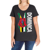 Retro Victory Two Fingers Dominica Flag Patriotic T Shirt Ladies Curvy T-shirt | Artistshot