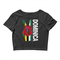 Retro Victory Two Fingers Dominica Flag Patriotic T Shirt Crop Top | Artistshot