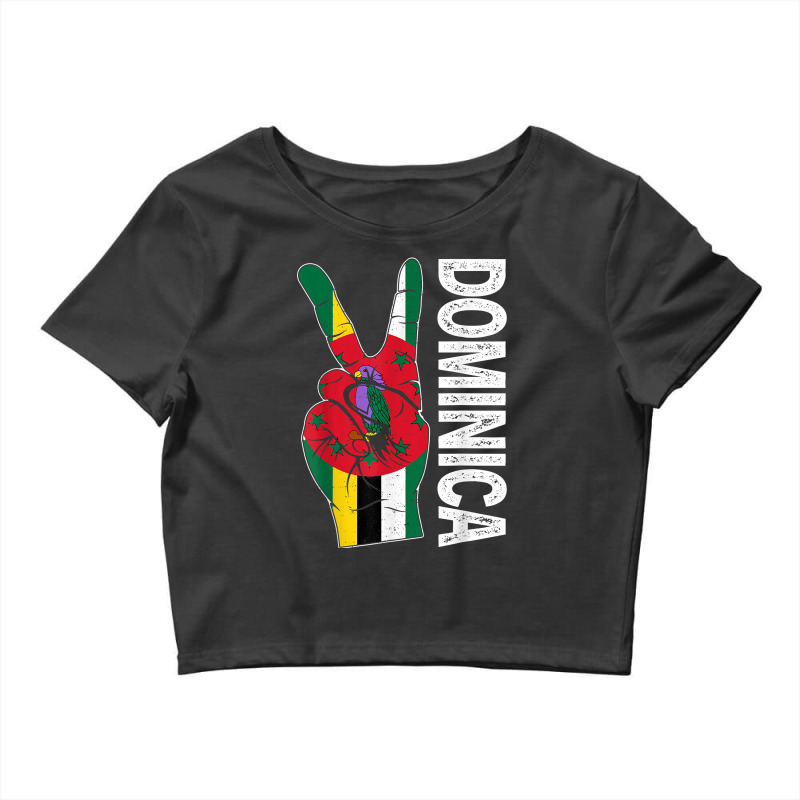 Retro Victory Two Fingers Dominica Flag Patriotic T Shirt Crop Top by Smykowskicalob1991 | Artistshot