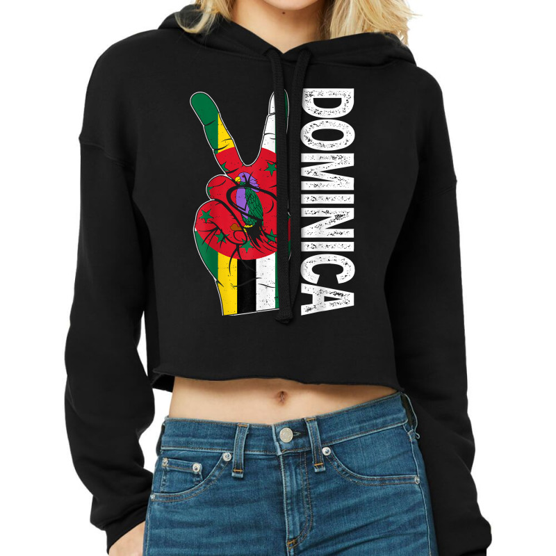 Retro Victory Two Fingers Dominica Flag Patriotic T Shirt Cropped Hoodie by Smykowskicalob1991 | Artistshot