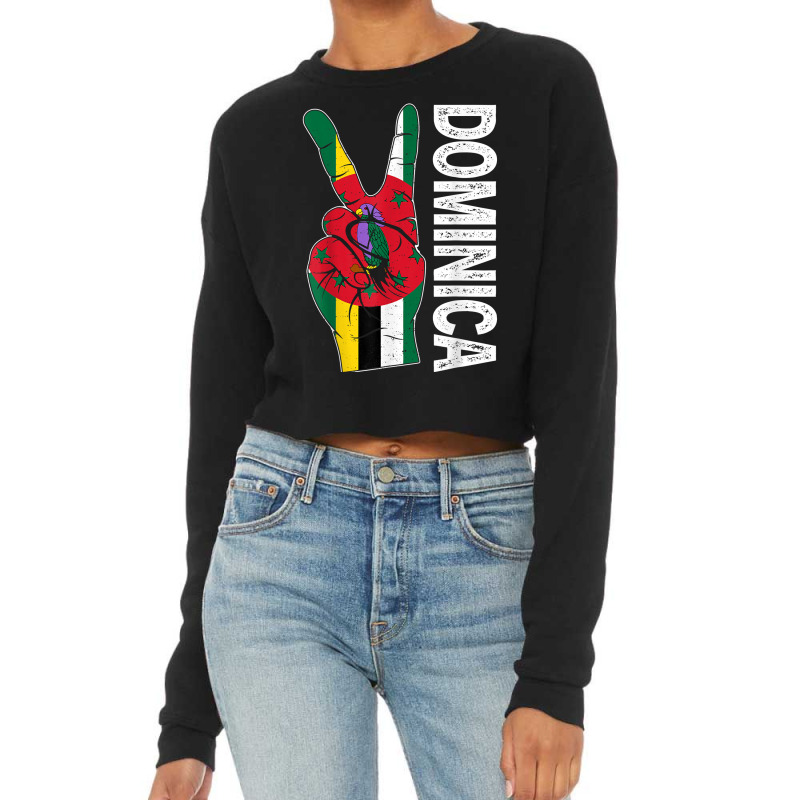 Retro Victory Two Fingers Dominica Flag Patriotic T Shirt Cropped Sweater by Smykowskicalob1991 | Artistshot