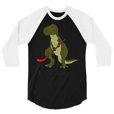 Ice Hockey Dinosaur Hockey Boy Kids Hockey Hockeysaurus T Shirt 3/4 Sleeve Shirt Designed By Naythendeters2000