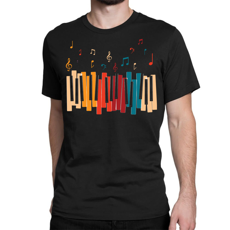 Music Notes Colorful Keyboard Piano Pullover Hoodie Classic T-shirt by darelychilcoat1989 | Artistshot