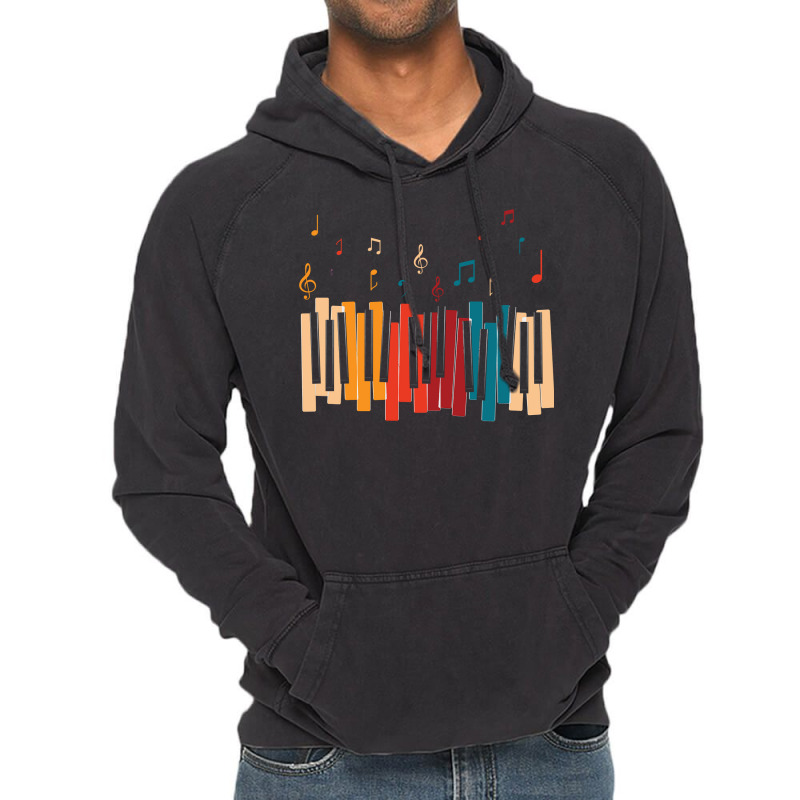 Music Notes Colorful Keyboard Piano Pullover Hoodie Vintage Hoodie by darelychilcoat1989 | Artistshot