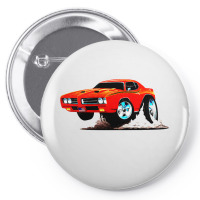 Classic American Muscle Car Cartoon Vector Illustration Pin-back Button | Artistshot