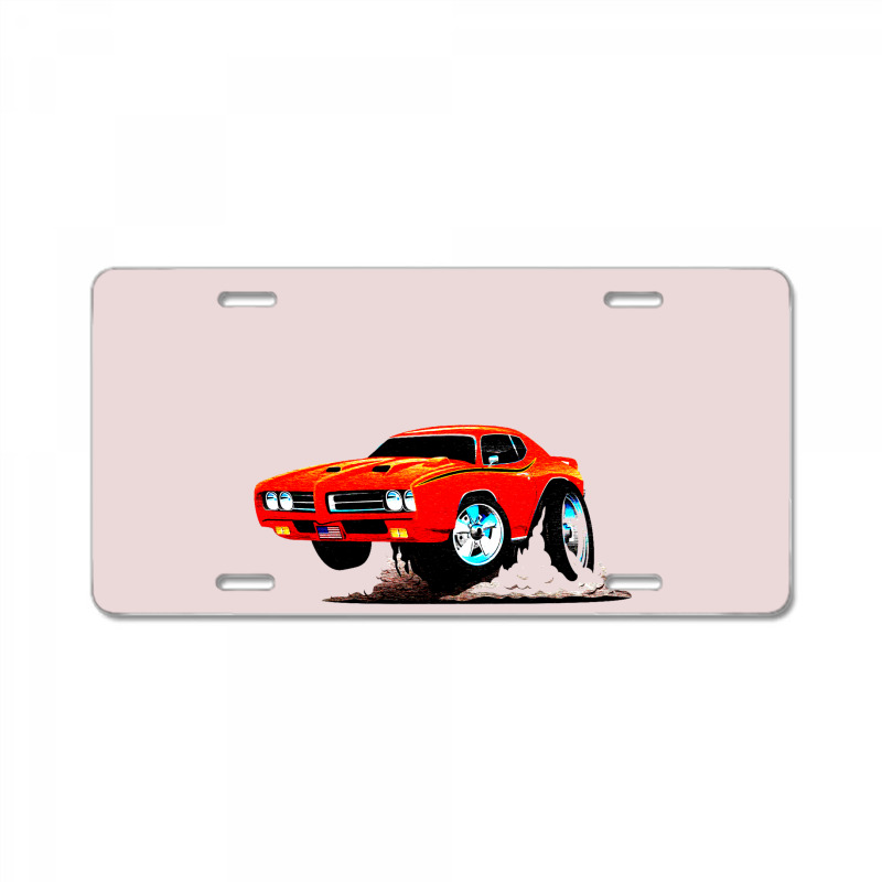 Classic American Muscle Car Cartoon Vector Illustration License Plate | Artistshot