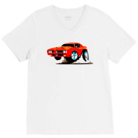 Classic American Muscle Car Cartoon Vector Illustration V-neck Tee | Artistshot