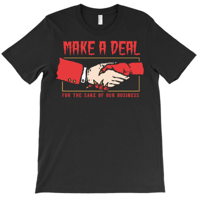 Hand Shaking Between Man And Devil Make A Deal For Business T-shirt Designed By Siptami Isnaini Darma