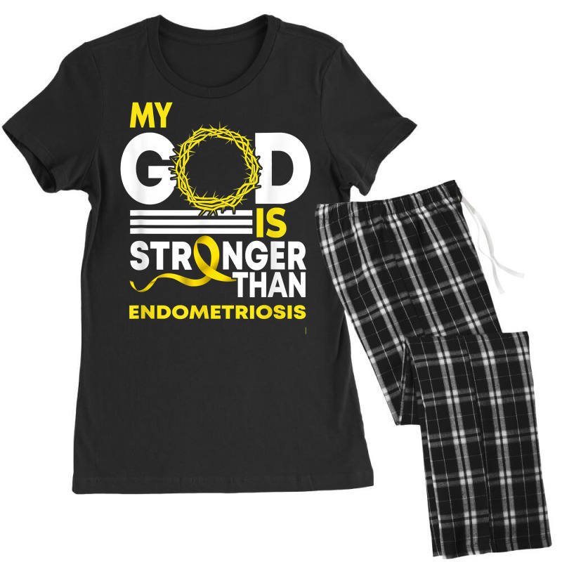 My God Is Stronger Than Endometriosis Awareness Ribbon T Shirt Women's Pajamas Set by darelychilcoat1989 | Artistshot