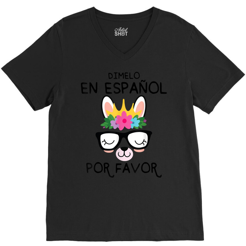 Bilingual Teacher Spanish Maestra Español Cute Llama Gifts T Shirt V-Neck Tee by belenfinl | Artistshot