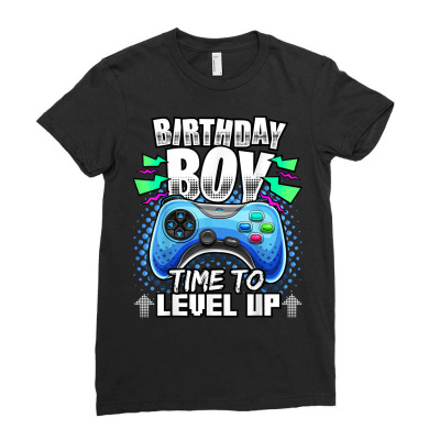Birthday Boy Time To Level Up Video Game Birthday Gift Boys T Shirt Ladies Fitted T-shirt Designed By Falongruz87