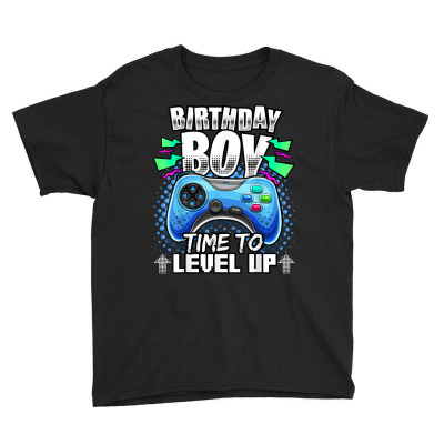Birthday Boy Time To Level Up Video Game Birthday Gift Boys T Shirt Youth Tee Designed By Falongruz87