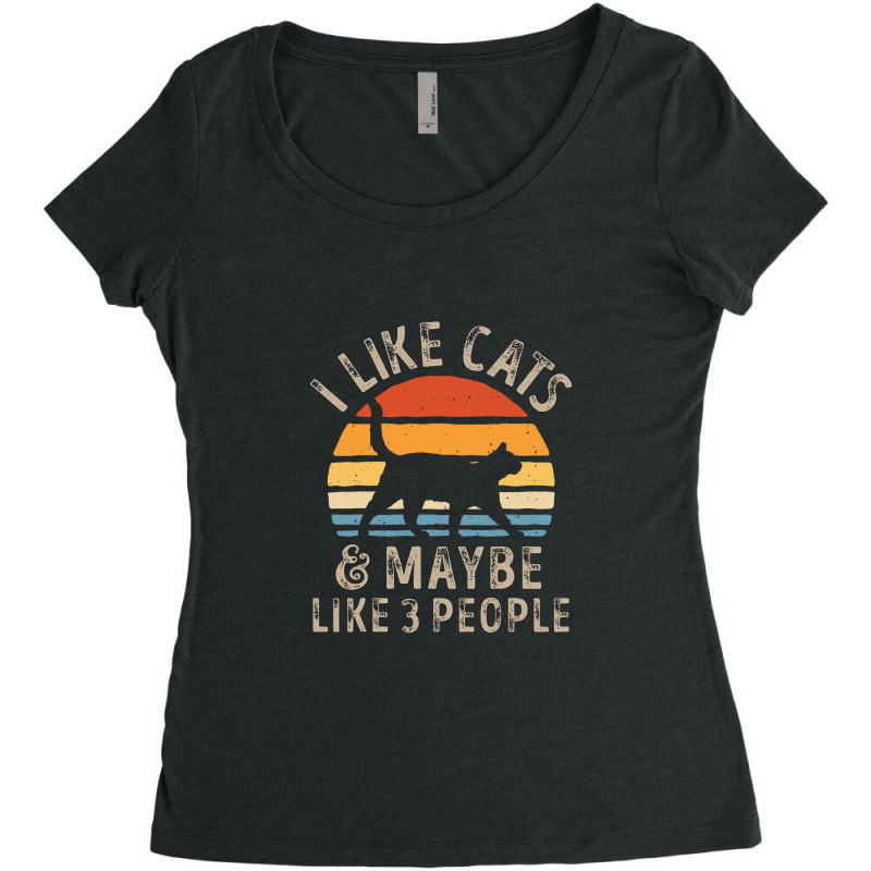 I Like Cats And Maybe Like 3 People Cat Retro Men Women's Triblend Scoop T-shirt by hajarbor | Artistshot