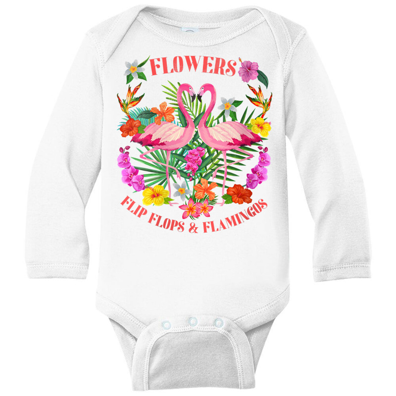 Womens Flowers Flip Flops Flamingos Beach Love Life Vacay Retro V Neck Long Sleeve Baby Bodysuit | Artistshot