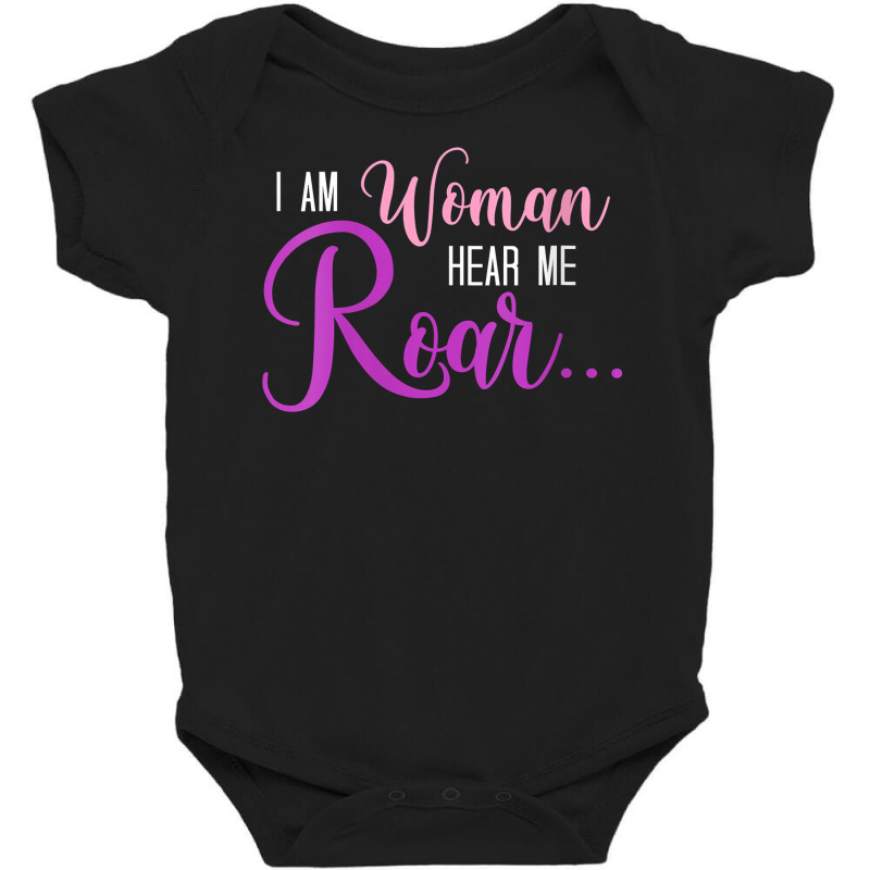 Womens I Am Woman Hear Me Roar... Loud! V Neck T Shirt Baby Bodysuit | Artistshot