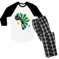 Rwanda Rwandan Flag Africa Map Ethnic Heritage Black Woman Raglan Base Men's 3/4 Sleeve Pajama Set | Artistshot