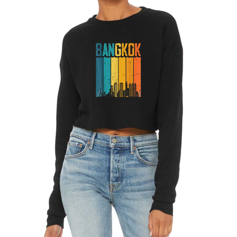 Bangkok Thailand Retro Vintage Sunset Skyline Bangkok Cropped Sweater by iucantika | Artistshot