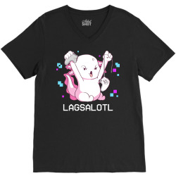 gamer t  shirt axolotl gamer lag funny video gaming game lagsalotl gif V-Neck Tee | Artistshot
