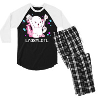 Gamer T  Shirt Axolotl Gamer Lag Funny Video Gaming Game Lagsalotl Gif Men's 3/4 Sleeve Pajama Set | Artistshot