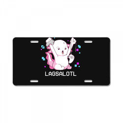 gamer t  shirt axolotl gamer lag funny video gaming game lagsalotl gif License Plate | Artistshot