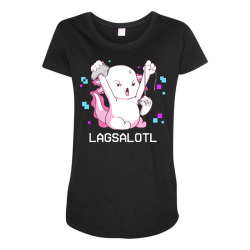 gamer t  shirt axolotl gamer lag funny video gaming game lagsalotl gif Maternity Scoop Neck T-shirt | Artistshot